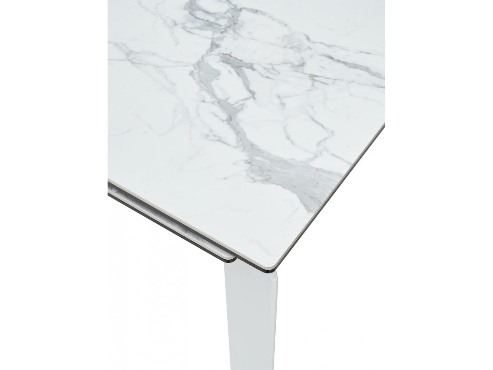 Стол Corner 120 High Gloss Statuario керамика/ белый каркас