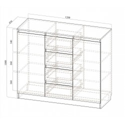 Комод SV-мебель (МС Бриз 1 К) (4 ящика 2 створки), ясень анкор светлый
