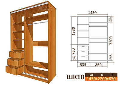 Комплектация дверей ШК-10 компоновка